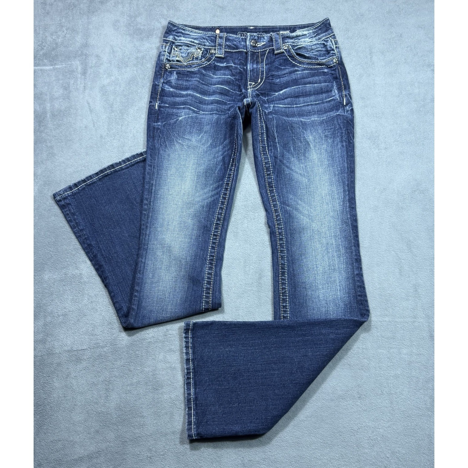 Miss Me Jeans Womens 27x34 Bootcut Lowrise Y2k Studded Boho Retro Stretch Denim